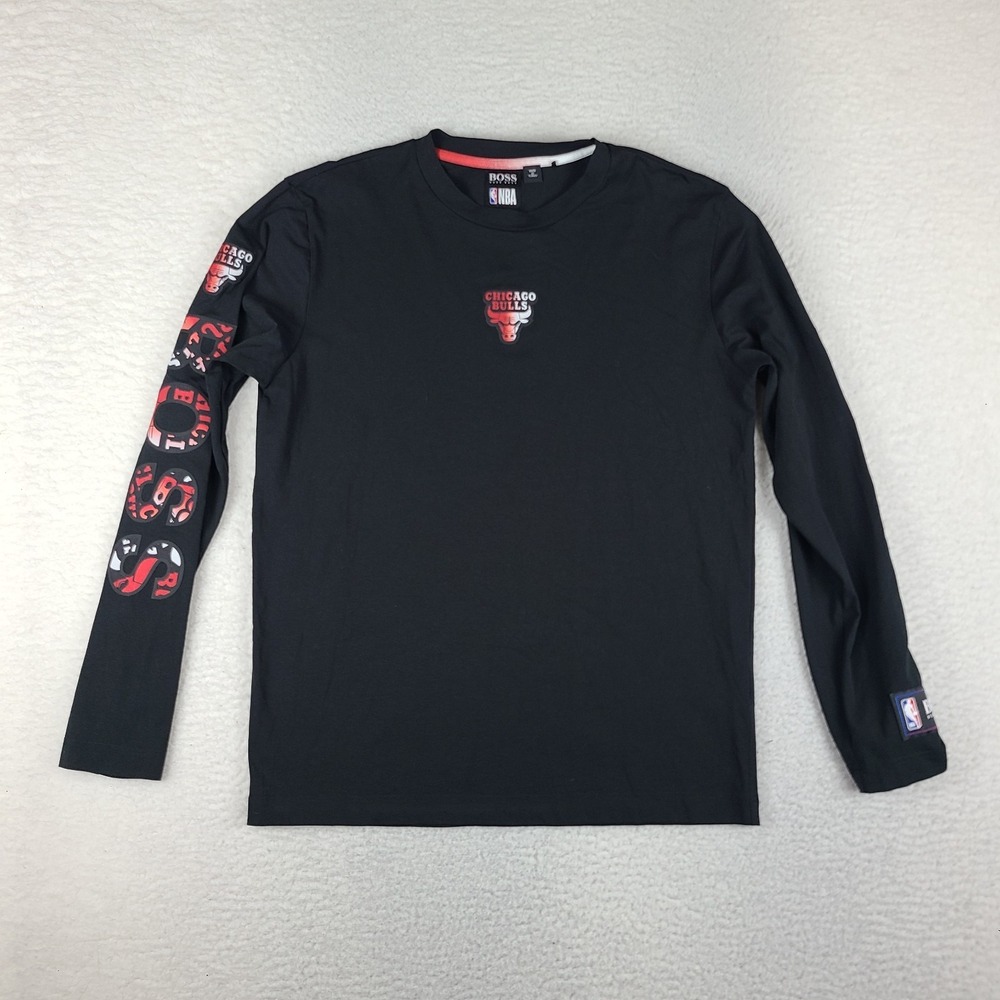 Hugo Boss NBA Shirt Mens Medium Black Spell Out Chicago Bulls ThreeSixty